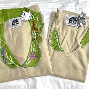NWT NEW Storybook Knits “Gem Elegance” Beige Tan LS Sweater & Matching Tank 2x
